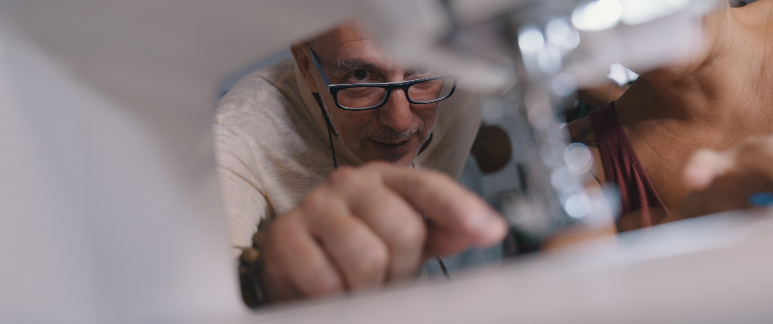 Close-up portrait of Carlo Petromilli at work.